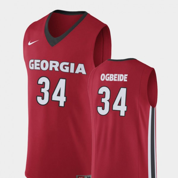 Men's #34 Derek Ogbeide Georgia Bulldogs Replica College Basketball For Jersey - Red